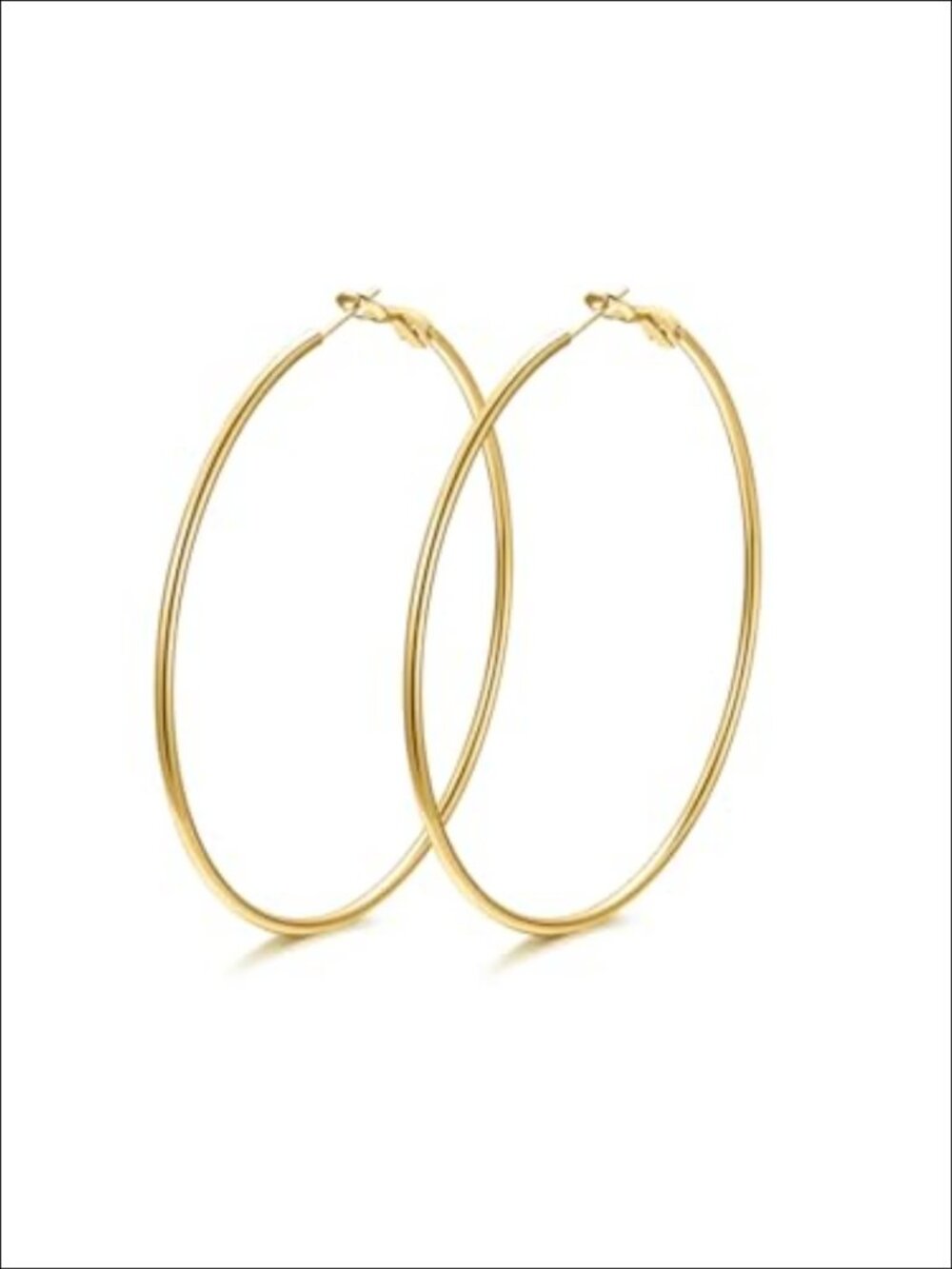 Stainless Steel Hoop Earrings 70mm Statement Gold Plated Lightweight